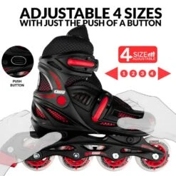 Crazy - 148 Adjustable Inline Skate - Black / Red -Roller Skating Equipment Store Crazy 148black 3