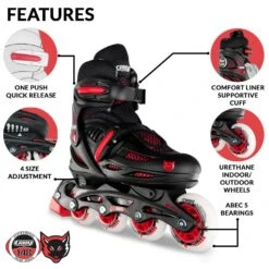 Crazy - 148 Adjustable Inline Skate - Black / Red -Roller Skating Equipment Store Crazy 148black 4