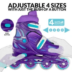 Crazy - 148 Adjustable Inline Skate - Purple Glitter -Roller Skating Equipment Store Crazy 148purple 4