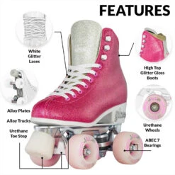 Crazy - Disco Glam - Retro Skates - Pink / Silver 9 Crazy - Disco Glam - Retro Skates - Pink / Silver -Roller Skating Equipment Store Crazy DiscoGlam Pink Silver 3