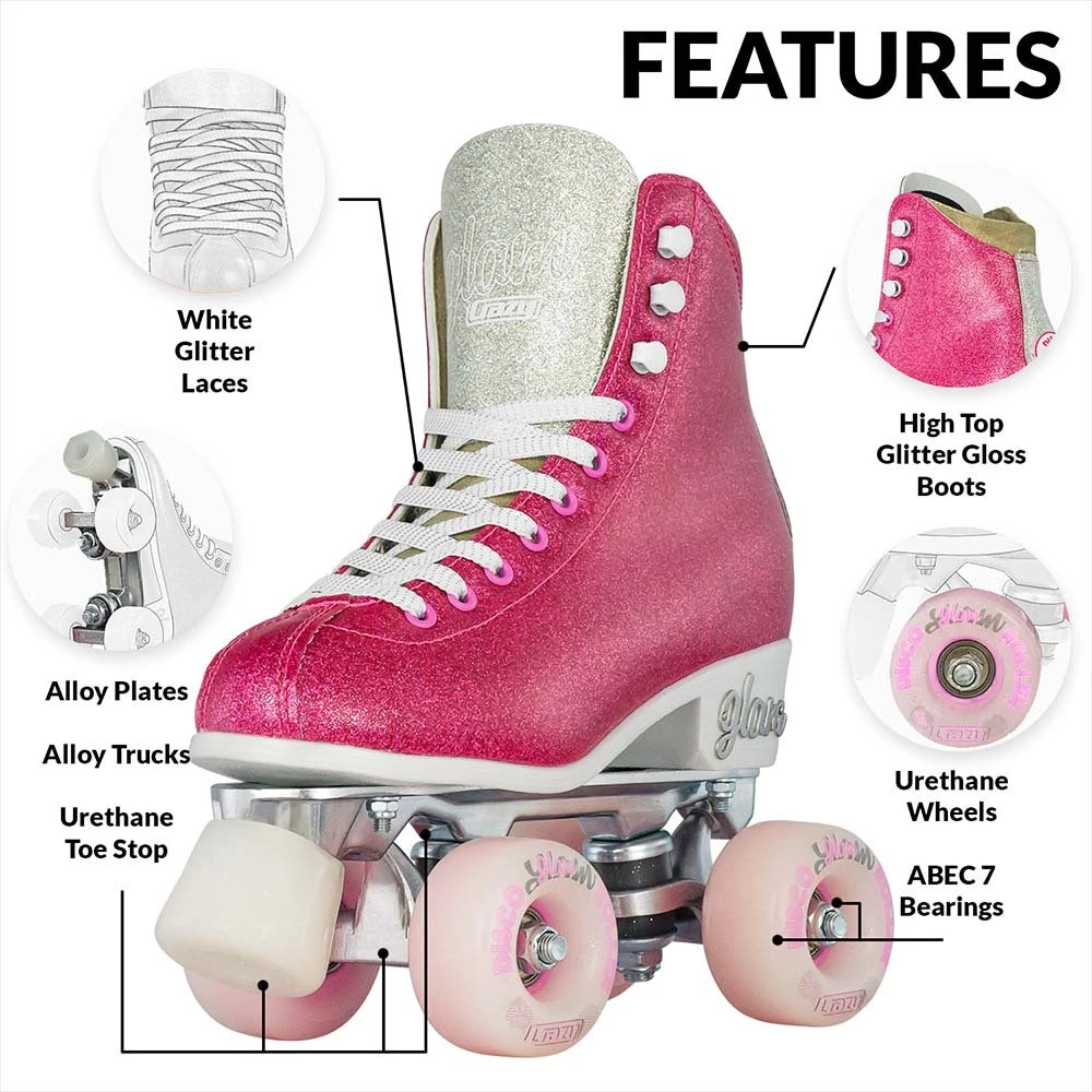 Crazy - Disco Glam - Retro Skates - Pink / Silver 6 Crazy - Disco Glam - Retro Skates - Pink / Silver - Image 4