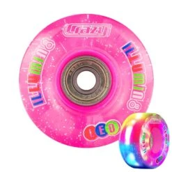Crazy - Illumin8 LED Light Up Wheels (2-Pack) 16 Crazy - Illumin8 LED Light Up Wheels (2-Pack) -Roller Skating Equipment Store Crazy IlluminateQuad PinkGlitter
