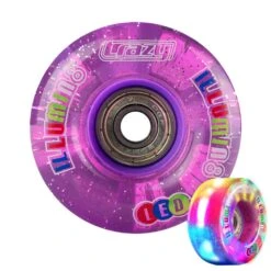 Crazy - Illumin8 LED Light Up Wheels (2-Pack) 17 Crazy - Illumin8 LED Light Up Wheels (2-Pack) -Roller Skating Equipment Store Crazy IlluminateQuad PurpleGlitter