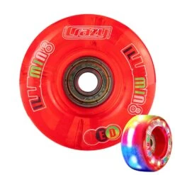 Crazy - Illumin8 LED Light Up Wheels (2-Pack) 15 Crazy - Illumin8 LED Light Up Wheels (2-Pack) -Roller Skating Equipment Store Crazy IlluminateQuad Red
