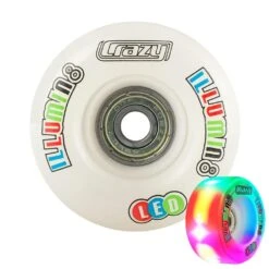 Crazy - Illumin8 LED Light Up Wheels (2-Pack) 13 Crazy - Illumin8 LED Light Up Wheels (2-Pack) -Roller Skating Equipment Store Crazy IlluminateQuad White