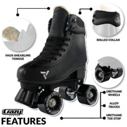 Crazy - Jam Pop Adjustable Quad Skates - Black -Roller Skating Equipment Store Crazy JamPop Black 4