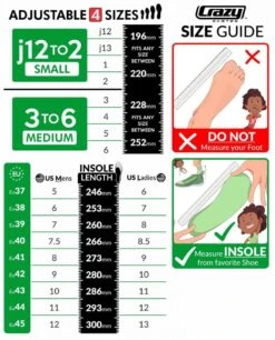 Crazy Retro Roller Skates - Adjustable -Roller Skating Equipment Store Crazy RETRO SizeGuide