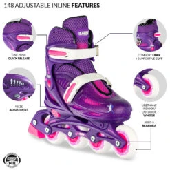 Crazy - 148 Adjustable Inline Skate - Purple Glitter -Roller Skating Equipment Store Crazy148purple 4