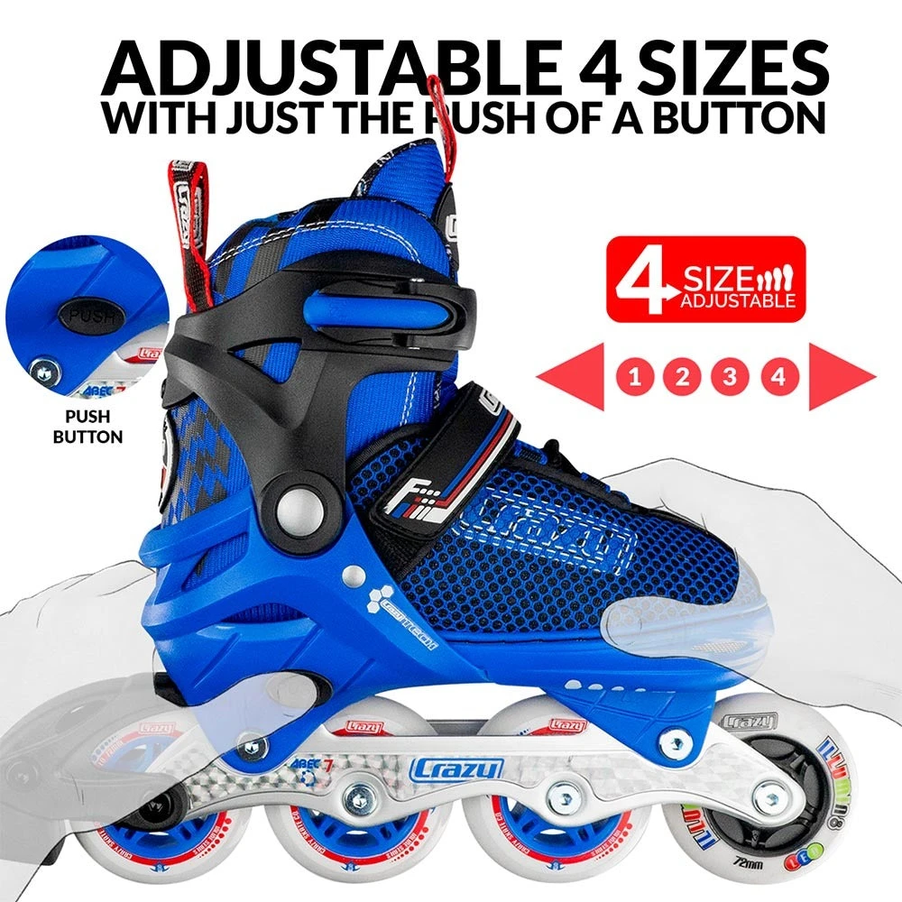 Crazy - 168 Adjustable Inline Skate - Blue 5 Crazy - 168 Adjustable Inline Skate - Blue - Image 3