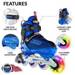 Crazy - 168 Adjustable Inline Skate - Blue 11 Crazy - 168 Adjustable Inline Skate - Blue -Roller Skating Equipment Store Crazy168 BlueFeatures