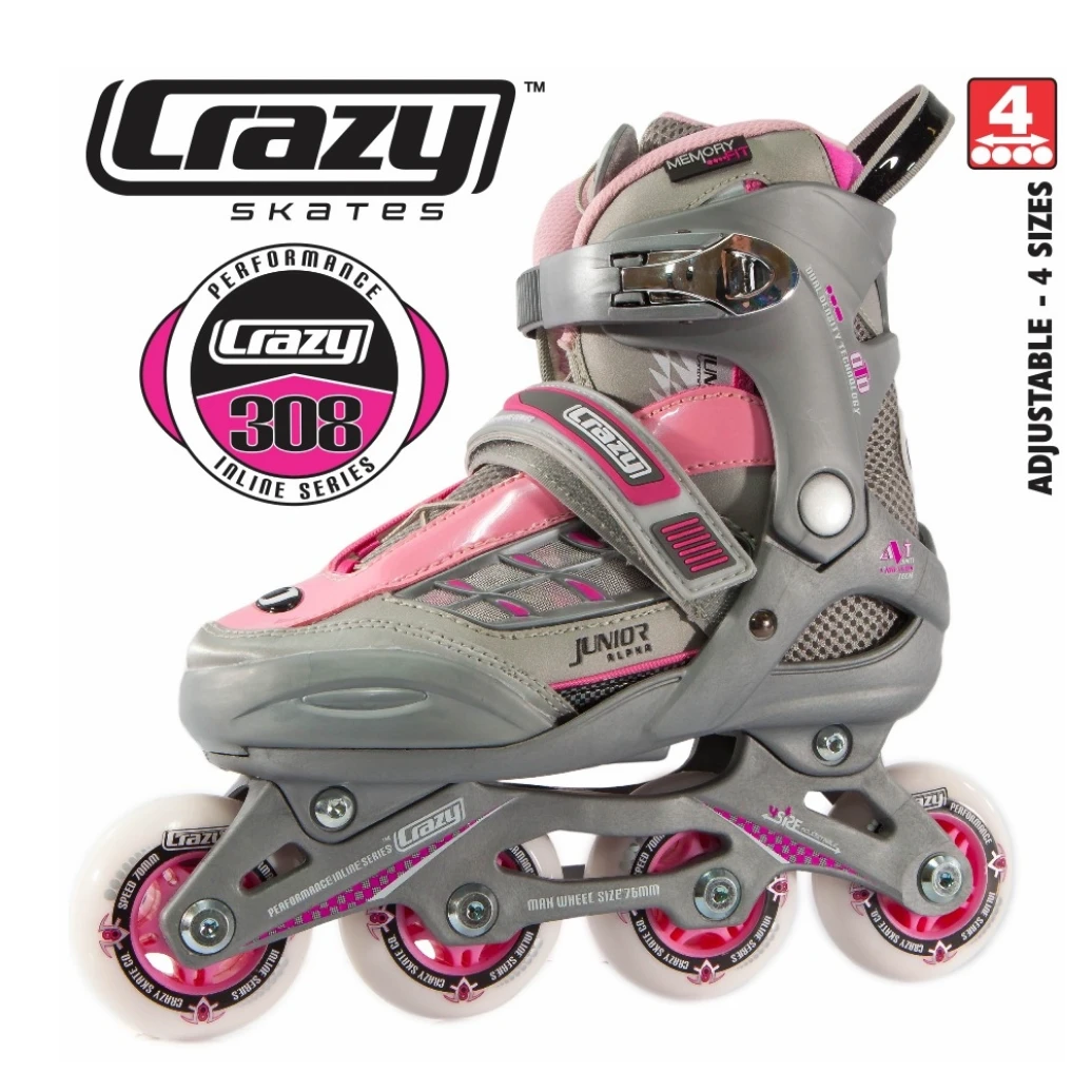 Crazy - 308 Adjustable Inline Skate (Pink Or Blue) 4 Crazy - 308 Adjustable Inline Skate (Pink Or Blue) - Image 2