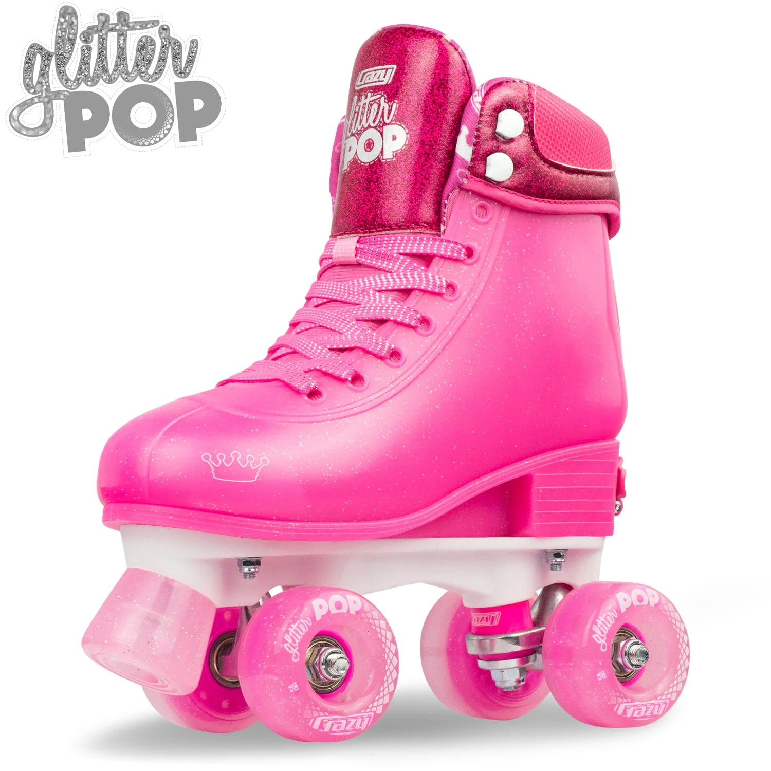 Crazy - Glitter Pop Adjustable Quad Skates - Pink 3 Crazy - Glitter Pop Adjustable Quad Skates - Pink