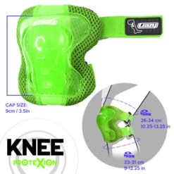 Crazy - ProteXion Kids - Tri Pack -Roller Skating Equipment Store Crazy Protexion Kids Knee Green