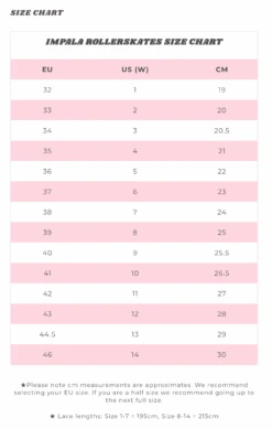 Impala Rollerskate - Pastel Fade 18 Impala Rollerskate - Pastel Fade -Roller Skating Equipment Store Impala SizeChart d08013a5 99fe 4d64 af15 15c3dce63495