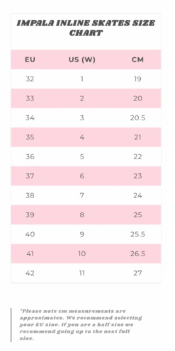 Impala - Lightspeed Inline Skate - White -Roller Skating Equipment Store ImpalaInlineSkatesSizeChart ffb98317 ec44 44fd 8ae1 3438971633bf