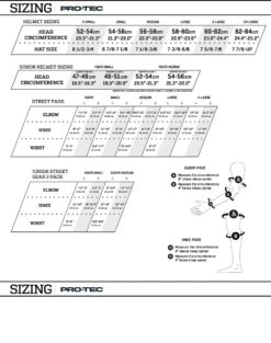 Protec - Junior Street Gear - Protective 3 Pack 13 Protec - Junior Street Gear - Protective 3 Pack -Roller Skating Equipment Store PROTEC SIZING VERTICAL