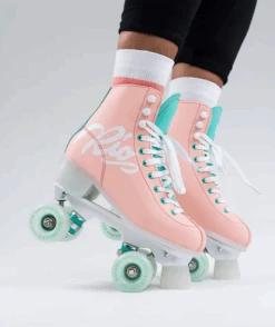 Rio Roller - Script Skates - Peach / Green -Roller Skating Equipment Store RioScript Peach Green3