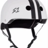 S-One Lifer Helmet - Gloss White / Black Stripes (CJ Collins Edition) 1 S-One Lifer Helmet - Gloss White / Black Stripes (CJ Collins Edition) -Roller Skating Equipment Store S One Lifer CJCollins WhiteGloss BlackStripes