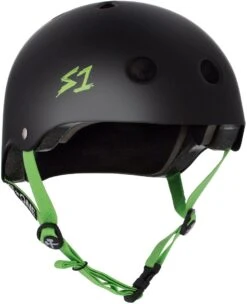 S-One Lifer Helmet - Matte Black With Bright Green Straps